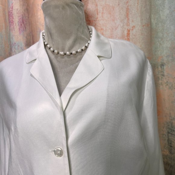 πViscose - Linen Button Down Blouse with 3/4 Sleeves - Picture 3 of 14